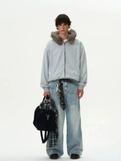 Faux Fur Hooded Zip Jacket With Pockets -Modern Wear Shop 8fc9e3968ac02ef2431f938bd73ab30d