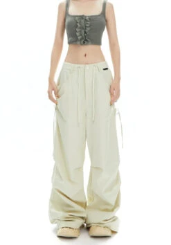 Cargo Jogger Pants With Side Pockets And Drawstrings