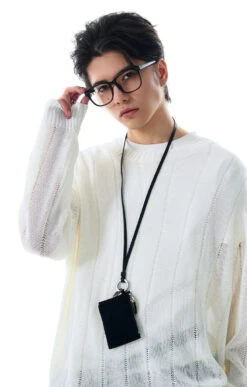 Ribbed Trim Sheer Textured Long Sleeve Knit Top -Modern Wear Shop 8fd72170ac3b2698151324c199d71cfa