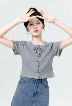 Square Neck Drawstring Crop Top -Modern Wear Shop 9009ae928ea456d6acfc946d558c2055