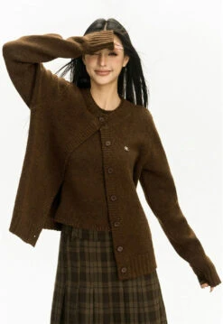 Ribbed Trim Slim Round-Neck Cardigan -Modern Wear Shop 905289d38ee51f3a246ebe3209f30ddf