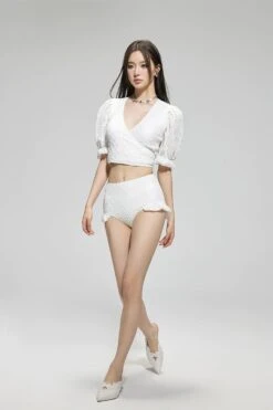 Textured Puff Sleeve Crop Top Bikini With Skirted Bottoms -Modern Wear Shop 90a34e03455f3a3cc9ed56aacedc99ce