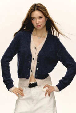 Mock Layered Ribbed Trim Knit Cardigan -Modern Wear Shop 913be8adf0ce40340b2b9f7277edcd78