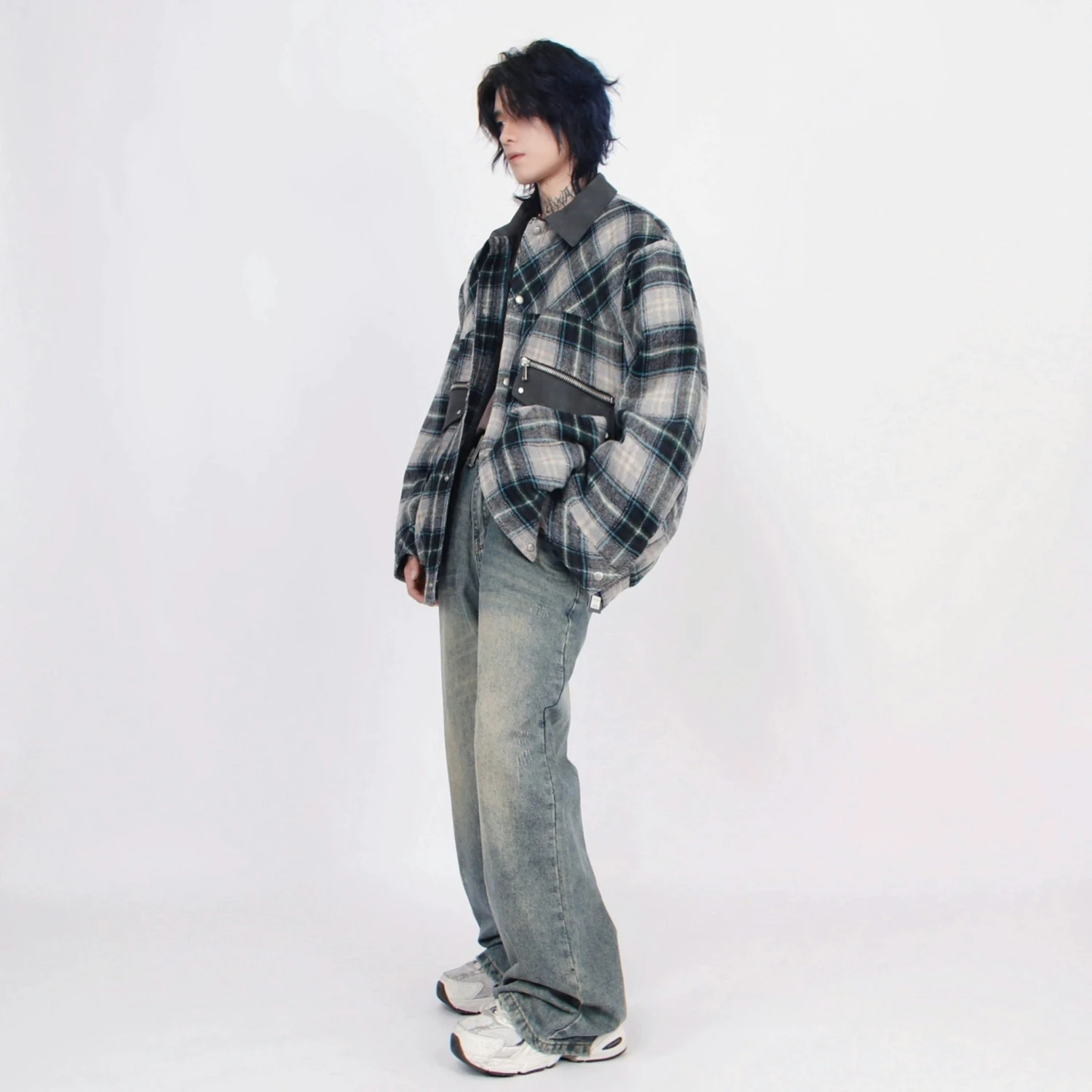 Plaid Button Jacket With Zip Pockets 6 Plaid Button Jacket With Zip Pockets - Image 6