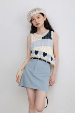 Asymmetric Color Block Sleeveless Knit Top -Modern Wear Shop 915f3cc37a90f58cc88c4d3f337420c7