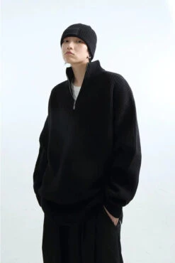 Oversized Half Zip Collar Knit Sweater -Modern Wear Shop 918a251390196c3ef19eba0953f4d553