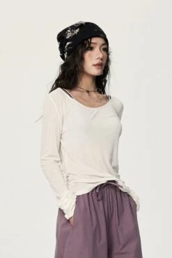 Long Sleeve Scoop Neck Soft Jersey Top -Modern Wear Shop 91966e768532482e6c595ad6eecf9a45