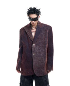 Vintage Wash Fossil Spine Pattern Blazer -Modern Wear Shop 91d8b8b7b545462989d06950f1169aaa