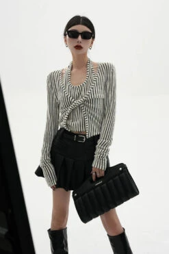 Stripe Halter Neck Knot Long Sleeve Blouse 24 Stripe Halter Neck Knot Long Sleeve Blouse -Modern Wear Shop 927bfe3d1d0a367c176da21b094a127b