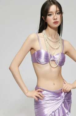 Satin Ruched Bikini Top With Wrap Skirt Set 32 Satin Ruched Bikini Top With Wrap Skirt Set -Modern Wear Shop 92be0b226bf1b5d6e98d131709b290b7