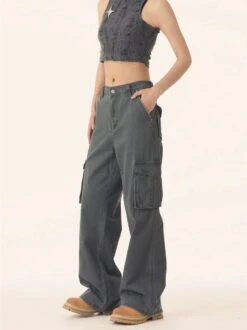 Straight Leg Utility Cargo Pants With Multiple Flap Pockets -Modern Wear Shop 935f2d4c3d3f3f69602ad29da2bb6f0a