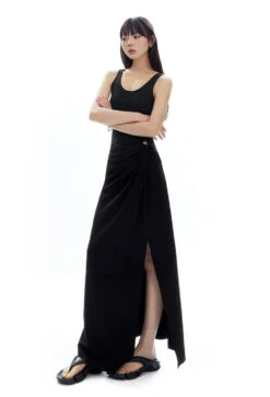 Sleeveless Scoop Neck Maxi Dress With Side Slit And Cut-Out Detail -Modern Wear Shop 9380935943dba3ee37b66ed91df5816a