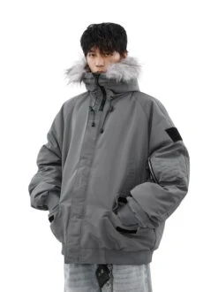 Oversized Parka Jacket With Removable Faux Fur Hood Trim -Modern Wear Shop 938969e00cd303b9fb0cfb07b0e4d800
