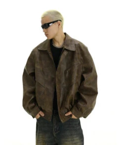 Oversized Faux Leather Panelled Collared Bomber Jacket 12 Oversized Faux Leather Panelled Collared Bomber Jacket -Modern Wear Shop 949e6888d6593776a49a86f46f15d0a3