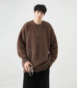 Fuzzy Crew Neck Oversized Knit Sweater 23 Fuzzy Crew Neck Oversized Knit Sweater -Modern Wear Shop 94f1b5b59bed74c727033ba515b41ff8