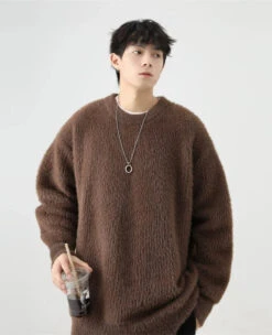 Fuzzy Crew Neck Oversized Knit Sweater 22 Fuzzy Crew Neck Oversized Knit Sweater -Modern Wear Shop 9504e274bb2ebccd035d29855e64bdcb