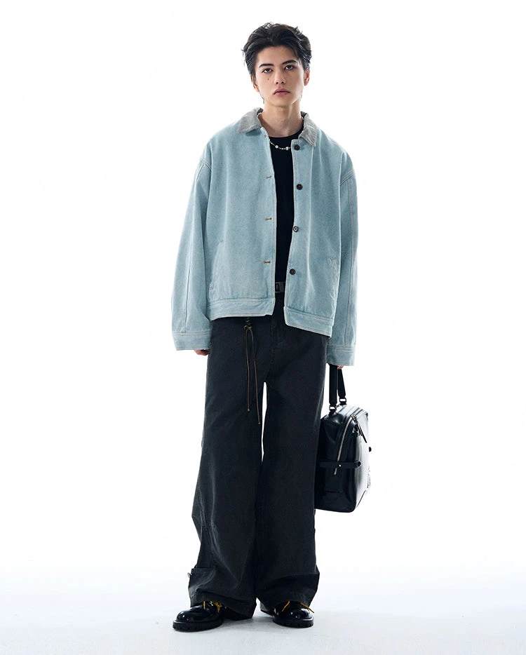 Contrast Corduroy Collar Denim Button Jacket 10 Contrast Corduroy Collar Denim Button Jacket - Image 10