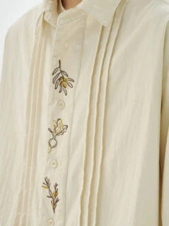 Pleated Button Down Long Sleeve Shirt With Embroidery Detail 25 Pleated Button Down Long Sleeve Shirt With Embroidery Detail -Modern Wear Shop 95bd90907a09e785906a9dba858de691