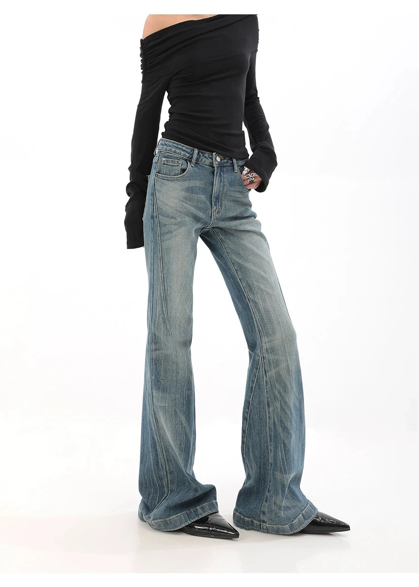 High Waist Vintage Wash Bell Bottom Jeans 5 High Waist Vintage Wash Bell Bottom Jeans - Image 5
