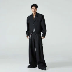 Oversized Mid-Crop Single-Button Notch Lapel Blazer -Modern Wear Shop 962z 1ycZE2QgeSG