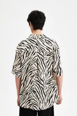 Zebra Print Short Sleeve Button Up Shirt With Chest Pocket -Modern Wear Shop 96b5246d5923f745ee91b0296645d928