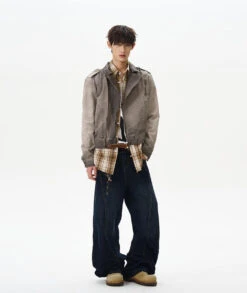 Gradient-Wash Faded Denim Biker Jacket -Modern Wear Shop 96e740ffcd0e8e30fe40a5b60294e715