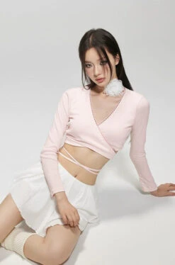 Wrap Long Sleeve Top And Skirted Bikini Set -Modern Wear Shop 976f766063bc19b44fb5e7746f79a8bb