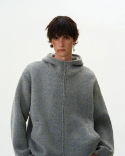 Funnel-Neck Hooded Knit Double-Zip Jacket -Modern Wear Shop 978a42d3725bf41619f1433d6777378b