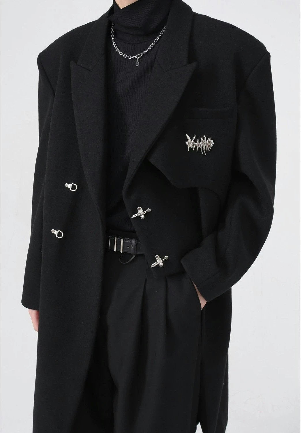 Asymmetric Oversized Faux-Woolen Coat With Metal Buckle 7 Asymmetric Oversized Faux-Woolen Coat With Metal Buckle - Image 7