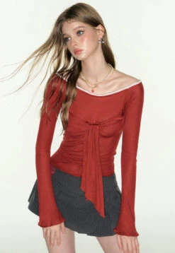 Slim Off Shoulder Ruched Top With Front Knot Tie 15 Slim Off Shoulder Ruched Top With Front Knot Tie -Modern Wear Shop 9841279ecd436f7e27c3da6ecdafa181