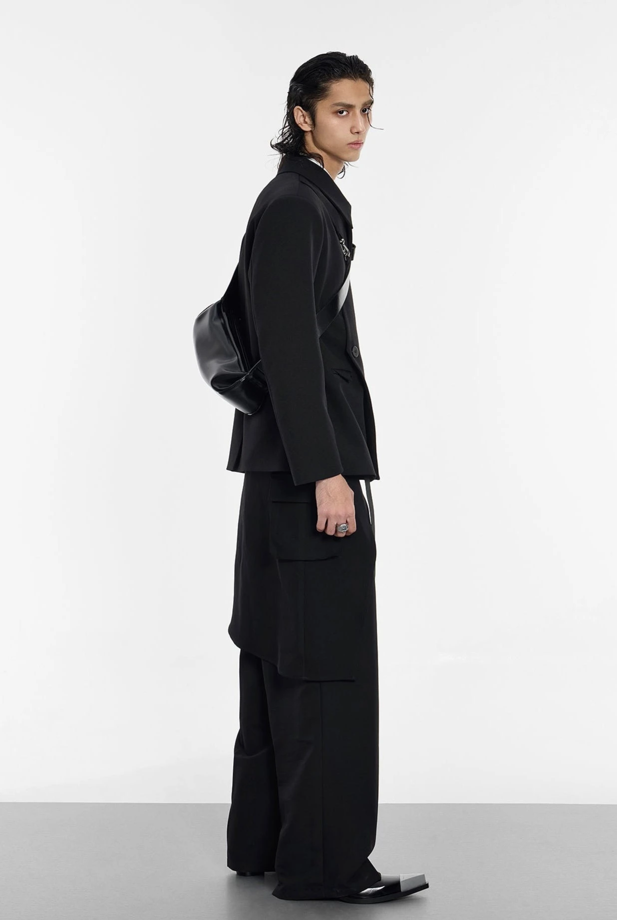 Asymmetric Button-Up And Metal Clasp Structured Blazer Jacket 5 Asymmetric Button-Up And Metal Clasp Structured Blazer Jacket - Image 5