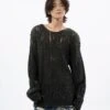 Fuzzy Open Knit Lightweight Pullover Sweater