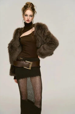 Faux Fur V-Neck Short Coat -Modern Wear Shop 988b4257279578aae43869bc70adff18