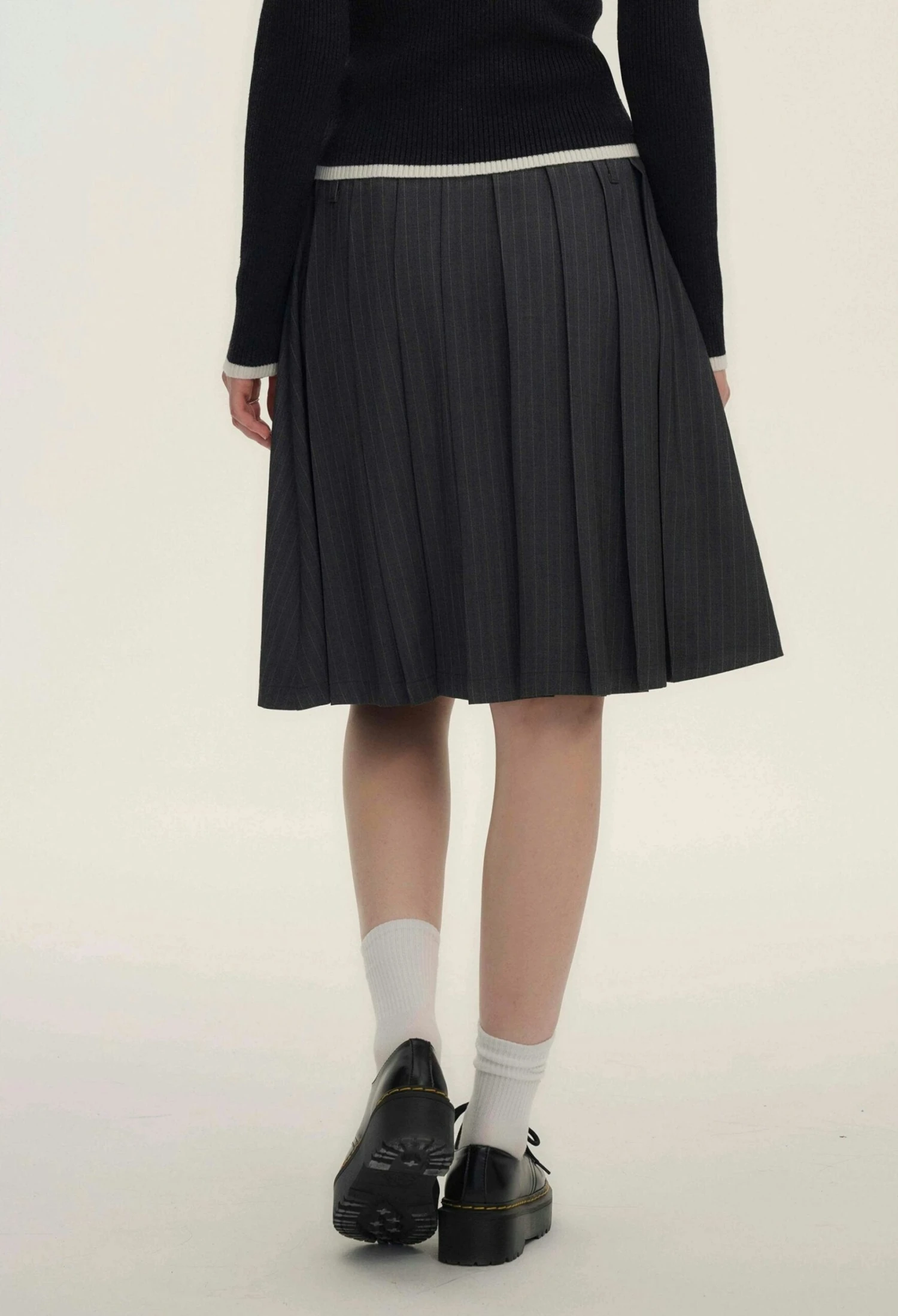 Pinstripe Pleated Short-Midi Skirt 6 Pinstripe Pleated Short-Midi Skirt - Image 6