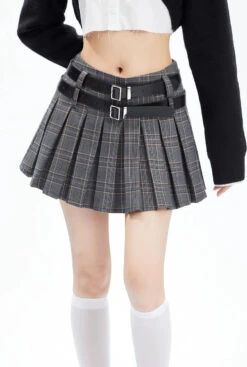 Plaid Pleated Double-Belted Mini Skirt 23 Plaid Pleated Double-Belted Mini Skirt -Modern Wear Shop 98f538f6b83aacdcd54e035de4cc274e