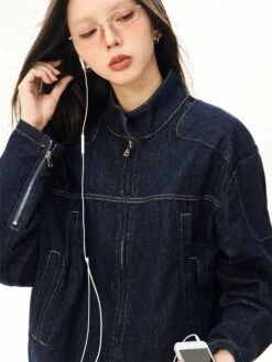 Oversized Contrast Stitch Denim Zip Jacket 20 Oversized Contrast Stitch Denim Zip Jacket -Modern Wear Shop 9992f47987a9c43a4f56e8b963a2d757