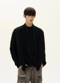 Fuzzy Ribbed Trim Mock Neck Zip Jacket 27 Fuzzy Ribbed Trim Mock Neck Zip Jacket -Modern Wear Shop 99d3f7d23813d07cc705b111357bb6e2