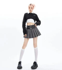 Plaid Pleated Double-Belted Mini Skirt 31 Plaid Pleated Double-Belted Mini Skirt -Modern Wear Shop 9a007c65011b6edda1ff4626f97720bd