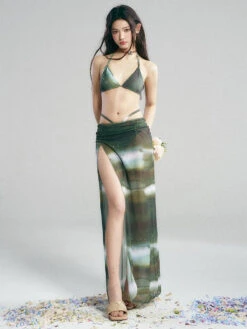 Metallic Halter Bikini Set With Matching Wrap Skirt -Modern Wear Shop 9a1f6029f04d225b1ca67e63a7300247