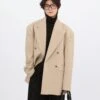 Oversized Double-Breasted Tailored Blazer With Lapel Detail