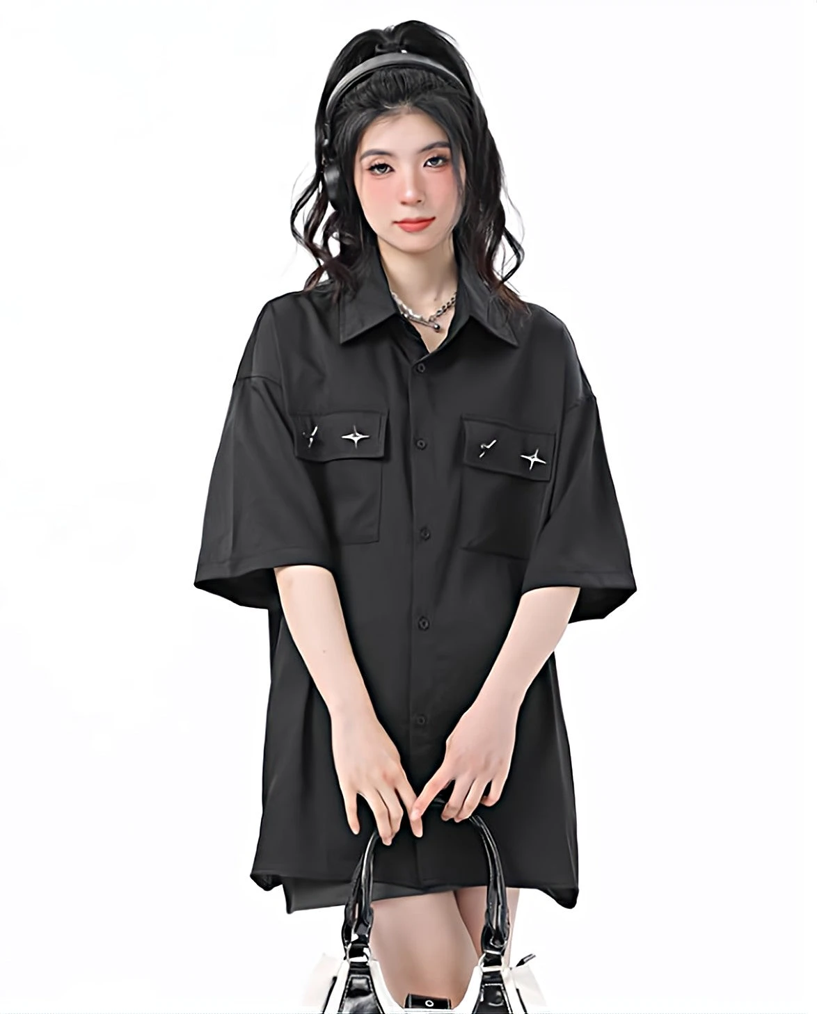 Oversized Button Shirt With Chest Pockets 6 Oversized Button Shirt With Chest Pockets - Image 6