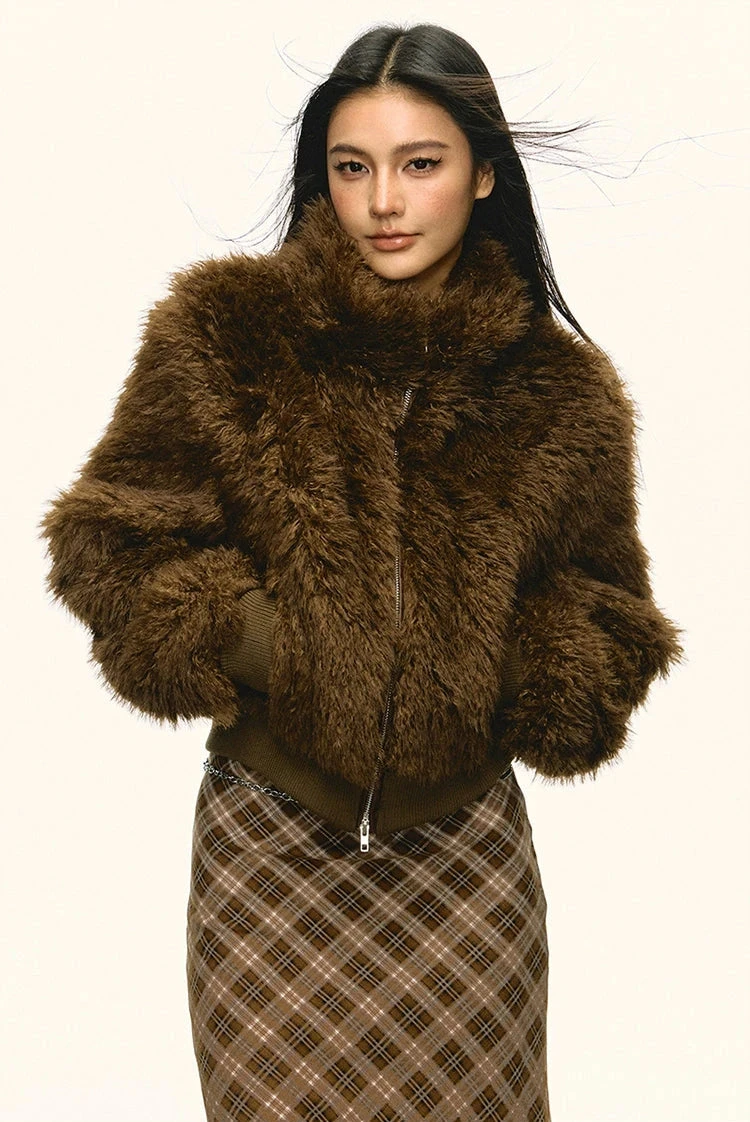Stand Collar Faux Fur Zip Jacket 6 Stand Collar Faux Fur Zip Jacket - Image 6