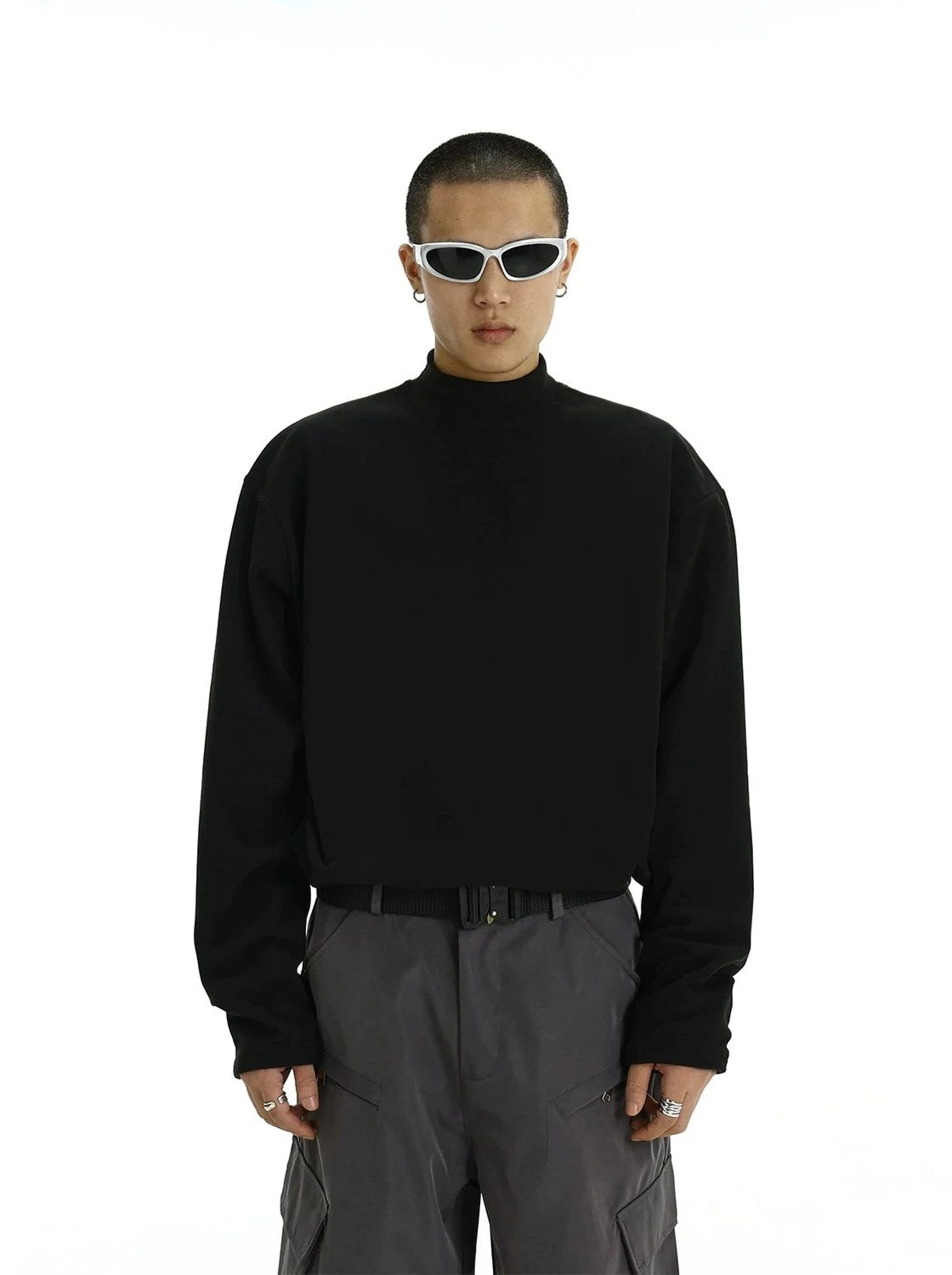 Boxy Mock-Neck Long Sleeve Tee 4 Boxy Mock-Neck Long Sleeve Tee - Image 4