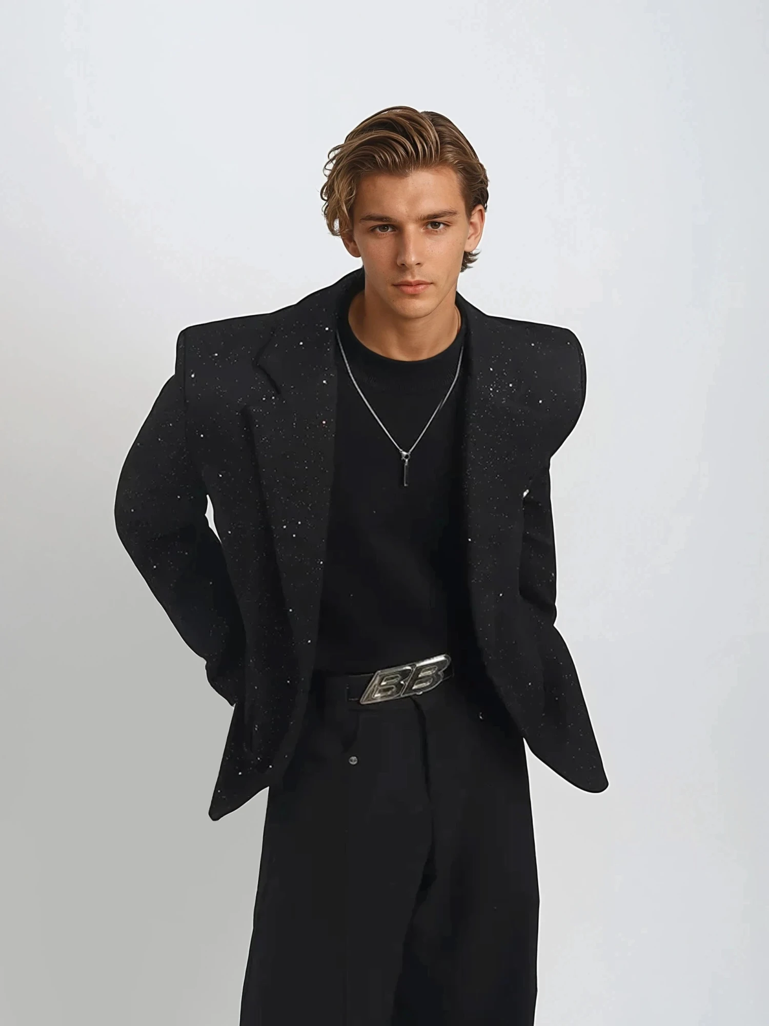 Oversized Starry Speckled Blazer With Pocket Pins 6 Oversized Starry Speckled Blazer With Pocket Pins - Image 6
