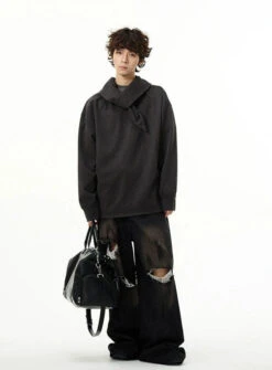 Drop Shoulder Sweatshirt With Scarf Detail -Modern Wear Shop 9b831e6496c34bbce7e2cee00273d547