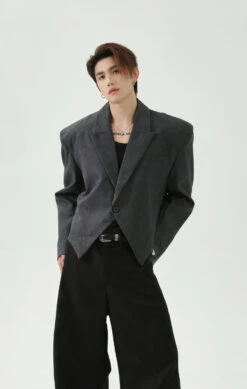 Asymmetric Hem Abstract Print Single-Breasted Boxy Blazer -Modern Wear Shop 9bce62b0afe623892d0d42f86873cb49