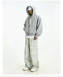 Oversized Mid-Crop Zip-Up Lightweight Hoodie With Pockets -Modern Wear Shop 9c2bfcb7304c066c621895cae47acdcd