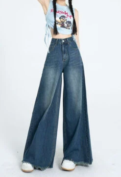 Distressed Hem Extra Wide Leg Jeans -Modern Wear Shop 9c2c83052059a9df23562d9ae15e305a