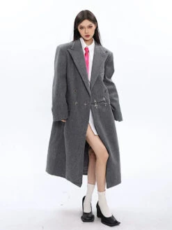 Long Double-Breasted Coat With Silver Accents 29 Long Double-Breasted Coat With Silver Accents -Modern Wear Shop 9c3bde034231a7d6ee7a2b5b41c3a61d