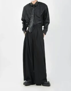 Wide Leg Pleated Palazzo Trousers With Belt Detail -Modern Wear Shop 9c40ab2af899de84b0c9c5faab368651